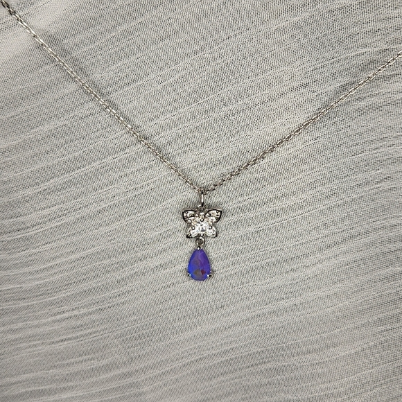 Fairy Butterfly Necklace Purple & Blue Topaz - Picture 2 of 2